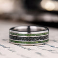 the-intergalactic-mens-titanium-wedding-band-with-meteorite-and-imperial-diopside-inlays