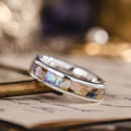 the-isle-womens-silver-ring-abalone-shell-gold-flakes-rustic-and-main :: Shown in 4mm Wide | Silver