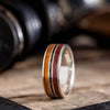 The Jurassic in Silver | Men's Silver Wedding Band with Dinosaur Bone, Meteorite & Fossilized Amber