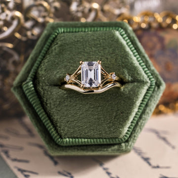 the-kate-solid-gold-contour-band-emerald-cut-engagement-ring-bridal-set-rustic-and-main