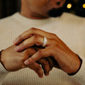 the-kelsey-mens-silver-wedding-band-mother-of-pearl-inlay