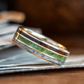the-lore-mens-gold-wedding-band-elk-antler-green-imperial-diopside-antique-walnut-wood