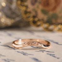 The Lynn - Vintage-Inspired Gold Contour Wedding Band with Filigree Accents