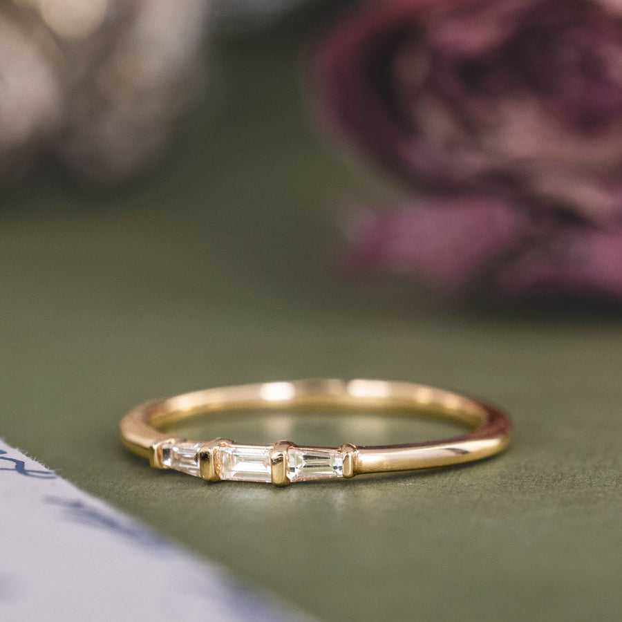 The Maribel | Solid Gold Baguette Diamond Fashion Band
