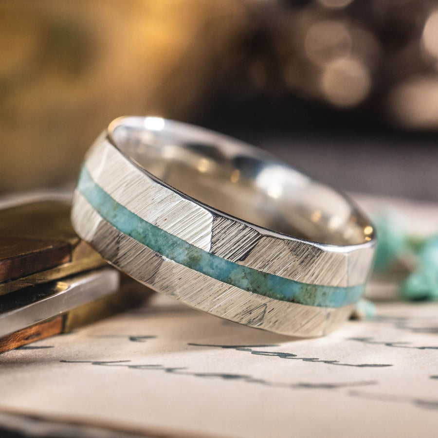 the-mercury-mens-faceted-titanium-ring-turquoise-inlay