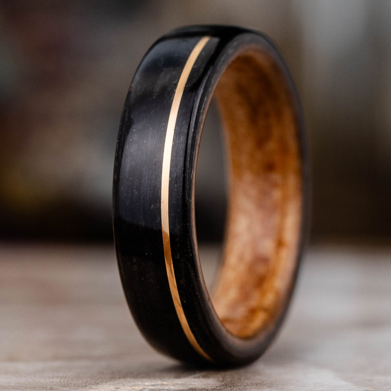 the-old-fashioned-mens-whiskey-barrel-wood-ring-with-black-cherry-liner-offset-bronze-inlay