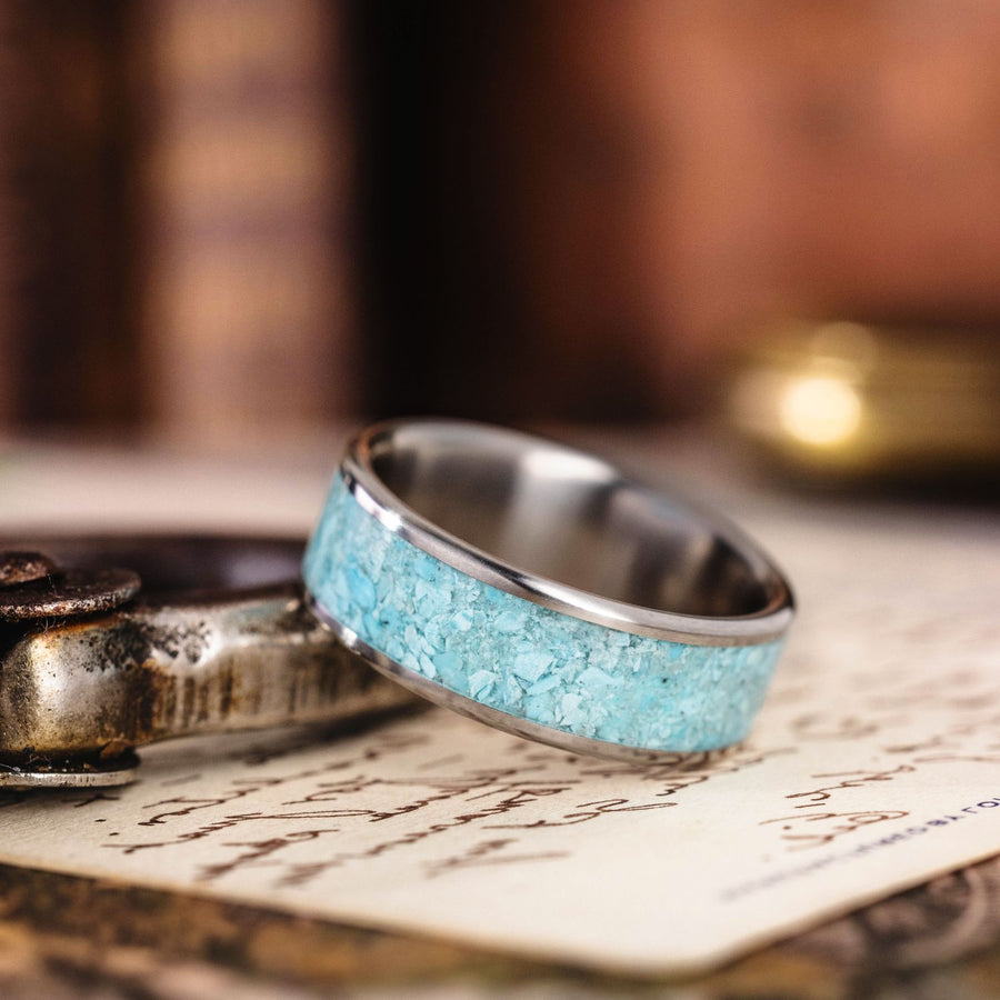 The Open Sky | Men's Turquoise and Titanium Wedding Band