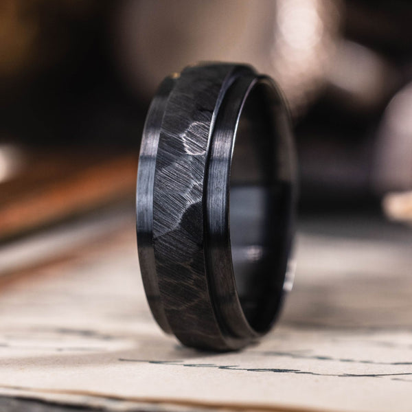 ::Shown in 8mm Wide | Faceted Black Ti