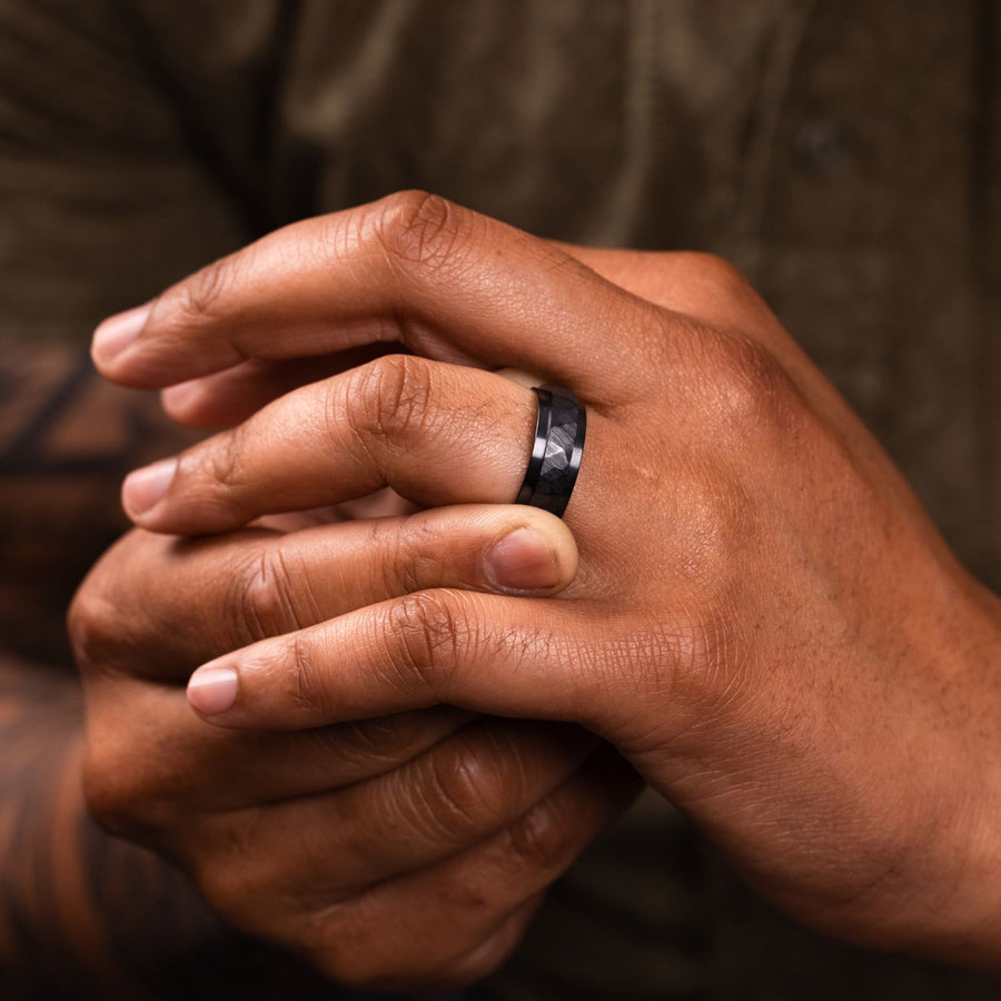 ::Shown in 8mm Wide | Faceted Black Ti