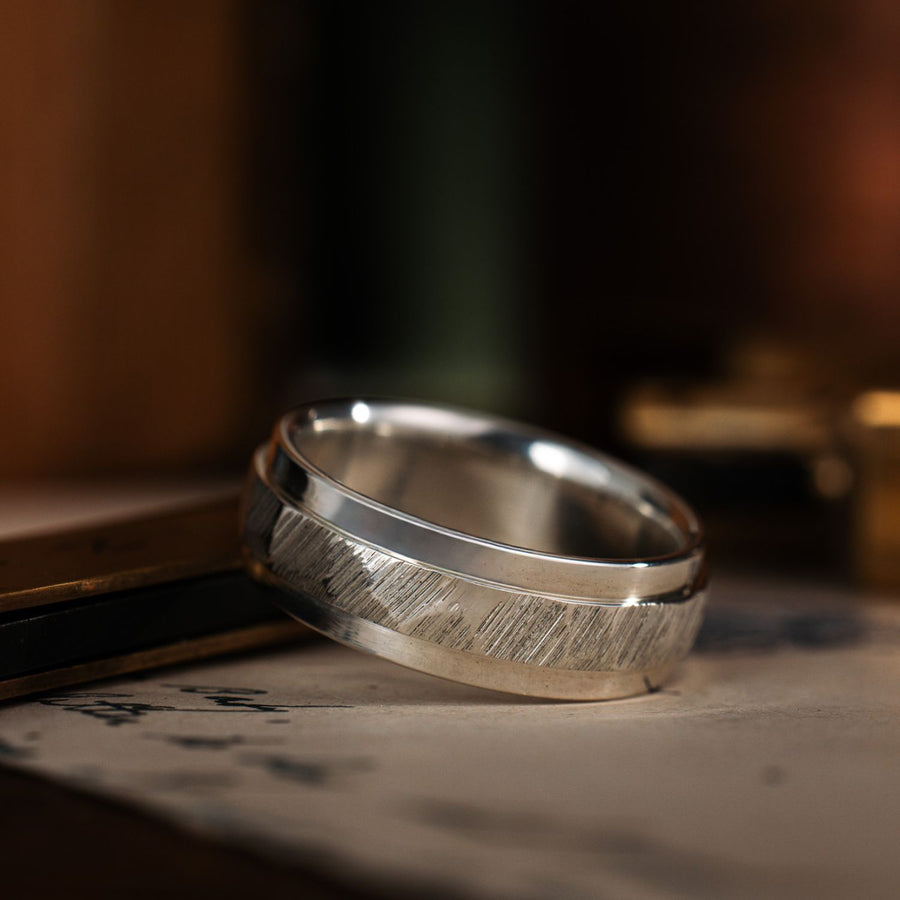::Shown in White Gold | 8mm. Actual Product is 5mm Wide.
