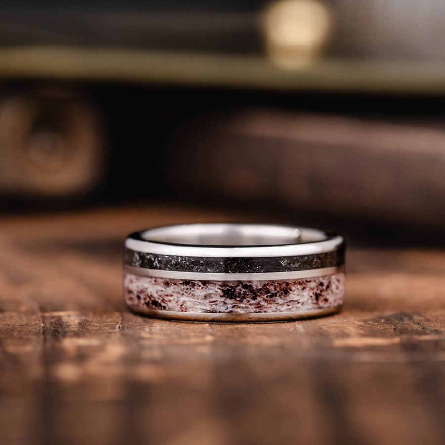 the-outlander-mens-gold-wedding-band-meteorite-elk-antler