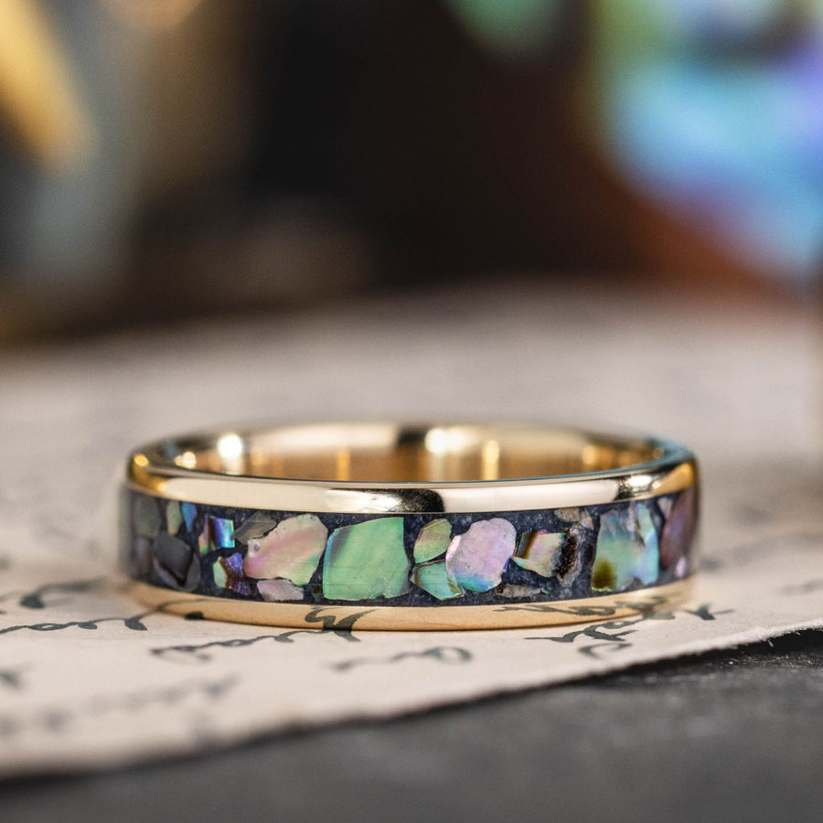 the-paua-mens-gold-wedding-band-abalone-shell-blue-ridge-coral
