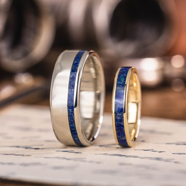 :: Shown in 8 & 4mm Wide | White Gold & Yellow Gold