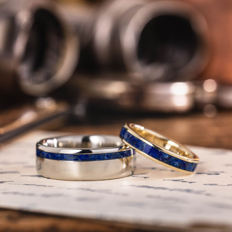 :: Shown in 8 & 4mm Wide | White Gold & Yellow Gold