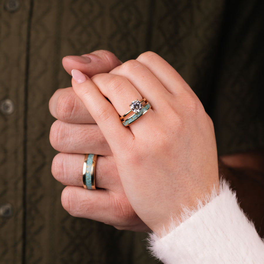 the-phoenix-matching-gold-turquoise-wedding-ring-set-gold-flakes