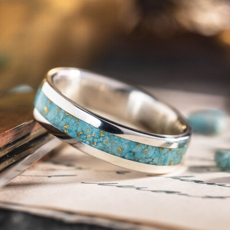 the-phoenix-mens-silver-ring-turquoise-inlay-gold-flakes