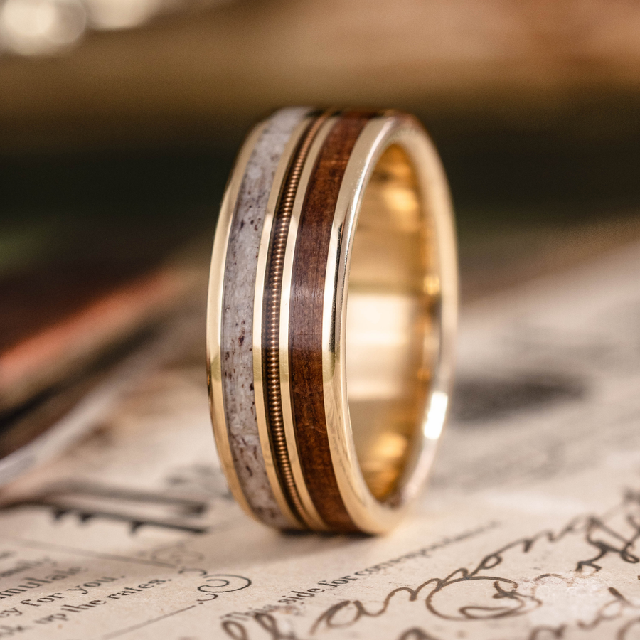 ::Shown in Yellow Gold | 8mm Wide | Medium Antler
