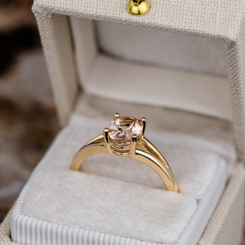 The Sedona - Natural Peach Morganite Solitaire Oval Engagement Ring