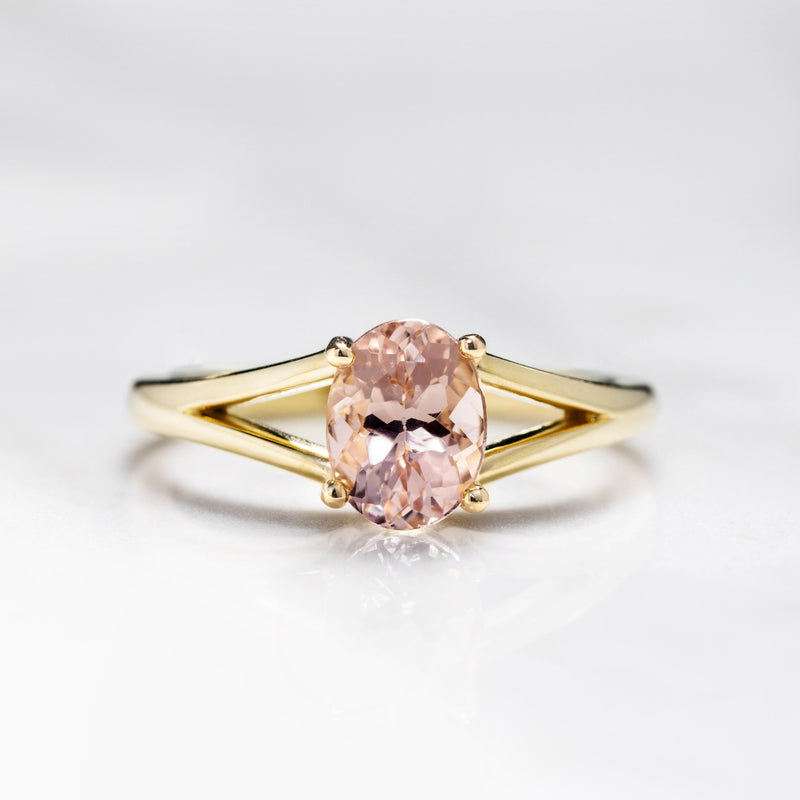 The Sedona - Natural Peach Morganite Solitaire Oval Engagement Ring