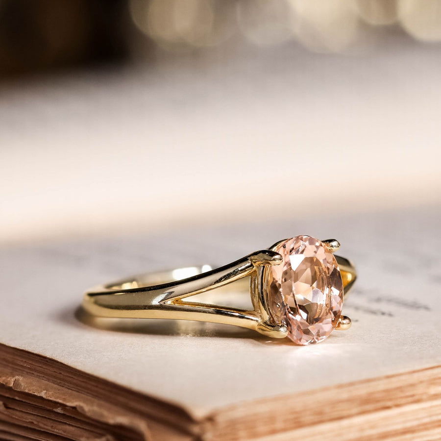 The Sedona | Natural Peach Morganite Solitaire Oval Engagement Ring