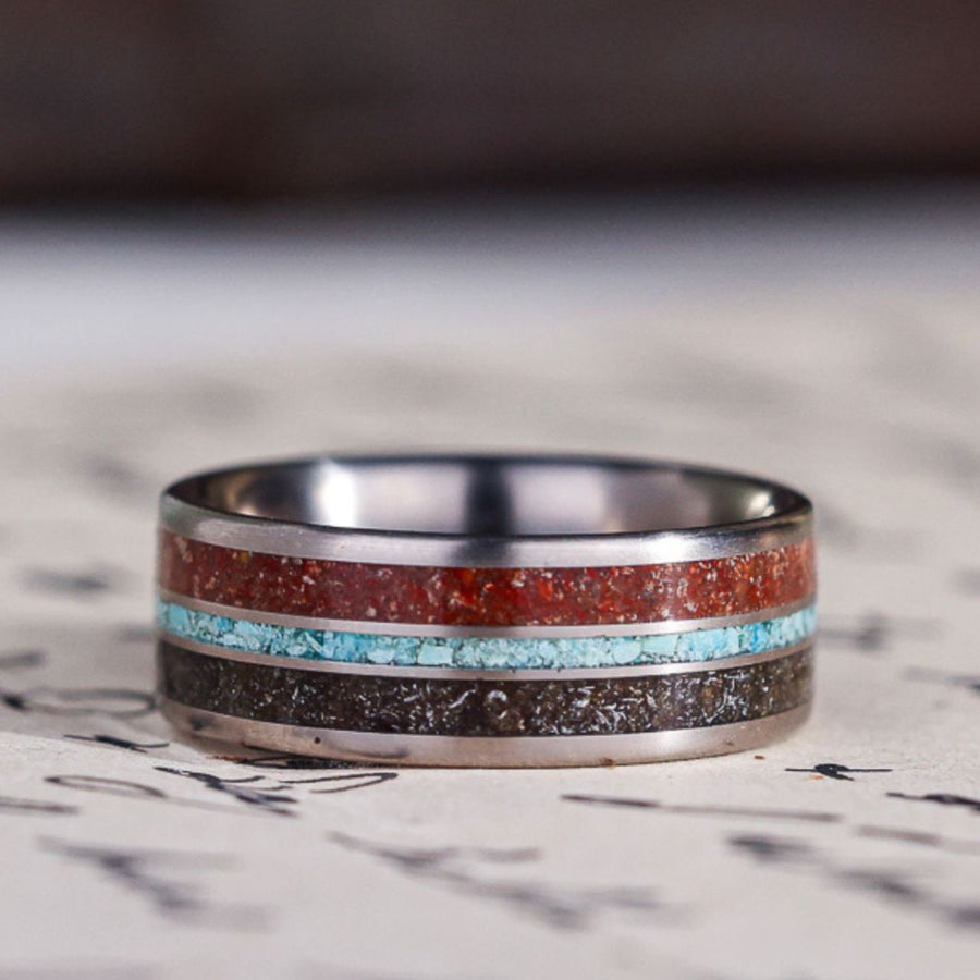 the-solstice-mens-titanium-wedding-band-dinosaur-bone-meteorite-natural-turquoise