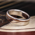 the-songwriter-mens-gold-guitar-string-inlay-wedding-band :: Shown in 6mm Wide | White Gold