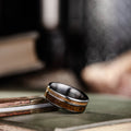 the-teak-and-whiskey-mens-titanium-wedding-band-uss-north-carolina-battleship-teak-wood-whiskey-barrel-wood-rustic-and-main-rings
