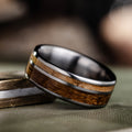the-teak-and-whiskey-mens-titanium-wedding-band-uss-north-carolina-battleship-teak-wood-whiskey-barrel-wood-rustic-and-main-rings