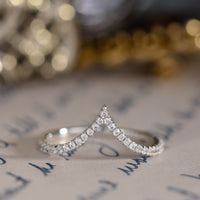 The Vesper - Tapered V-Shaped Diamond Pavé Contour Wedding Band