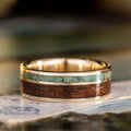 the-yukon-mens-gold-wedding-band-green-sonoran-turquoise-mahogany