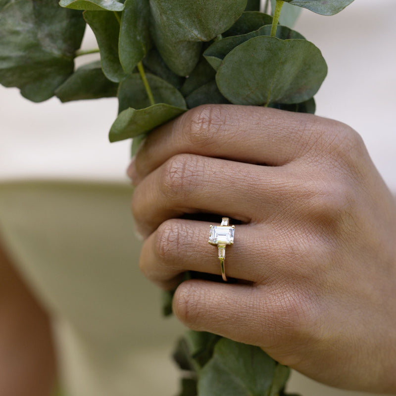 three-stone-emerald-cut-diamond-engagement-ring-rustic-and-main