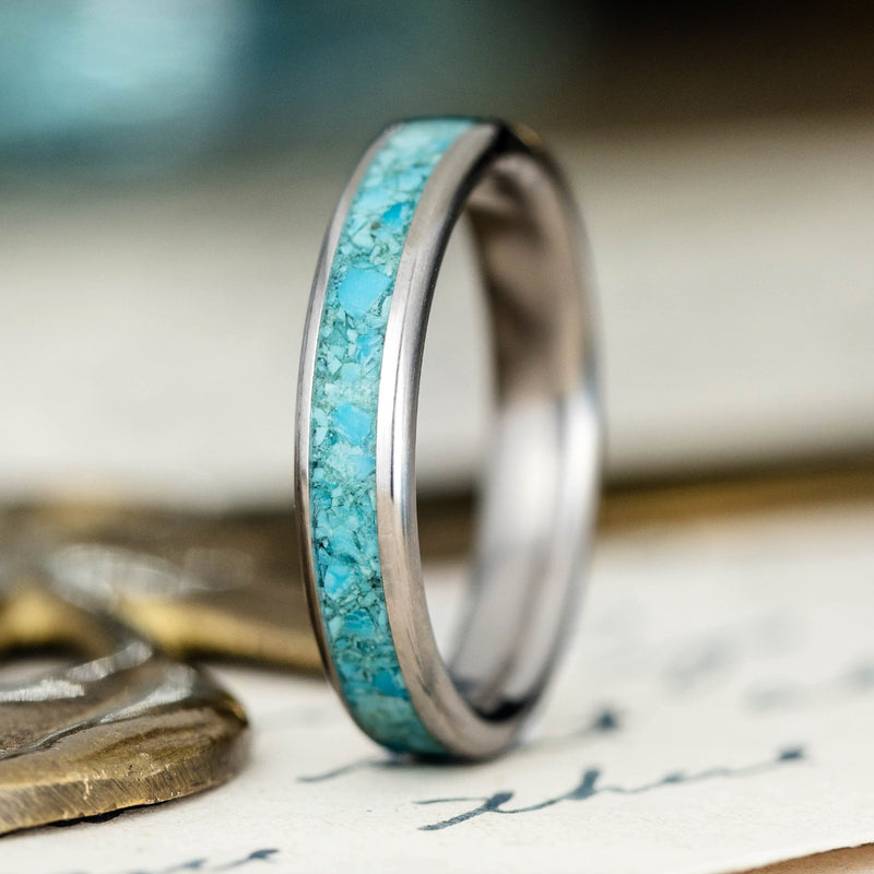 The O'Keeffe | Women's Titanium and Turquoise Ring