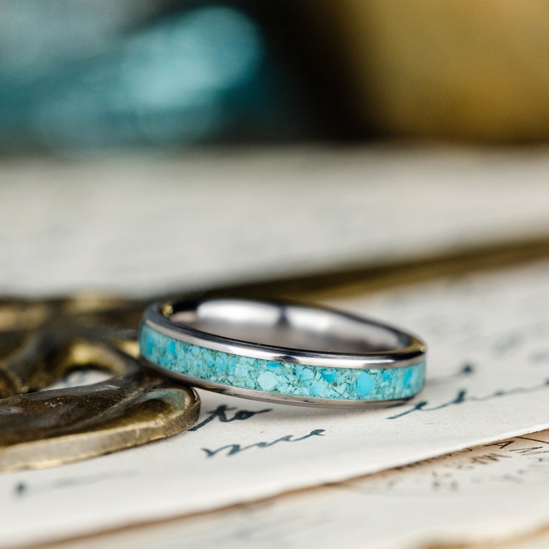 The O'Keeffe | Women's Titanium and Turquoise Ring