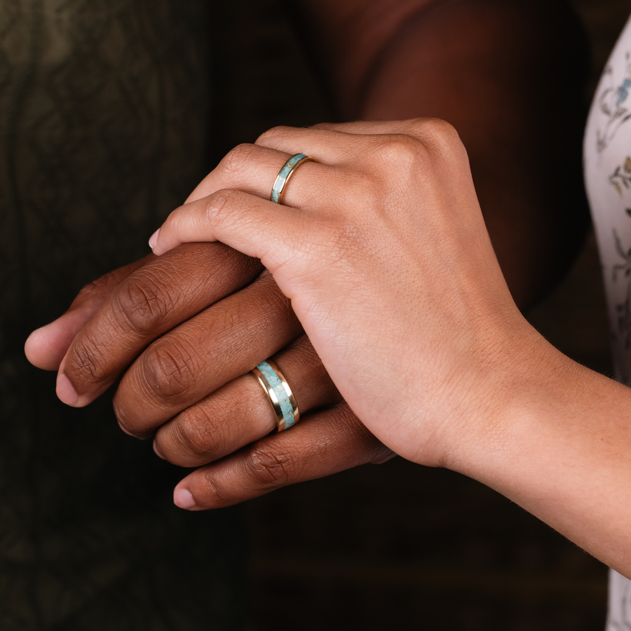 turquoise-titanium-wedding-ring-set-matching-couples-bands-hand-in-hand-rustic-and-main