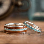 The Arizonan & O'Keeffe - Sterling Silver and Turquoise Western Wedding Band Set