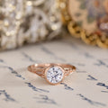 The Elaina | Vintage-Inspired Round Diamond Engagement Ring with Bezel Setting, Filigree & Diamond Accents