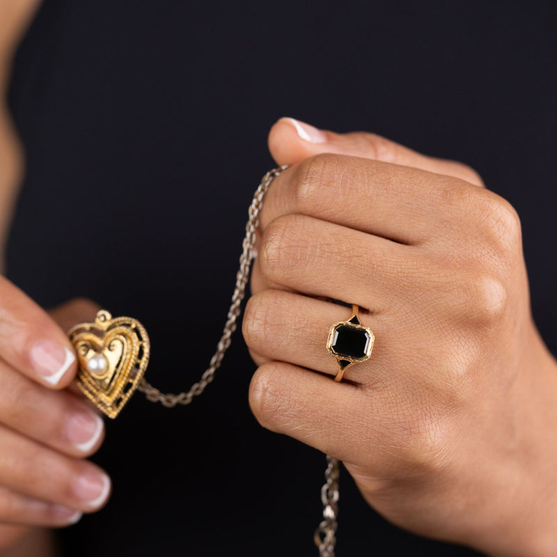 vintage-inspired-black-diamond-engagement-ring-black-spinel-accents-the-isolde-rustic-and-main