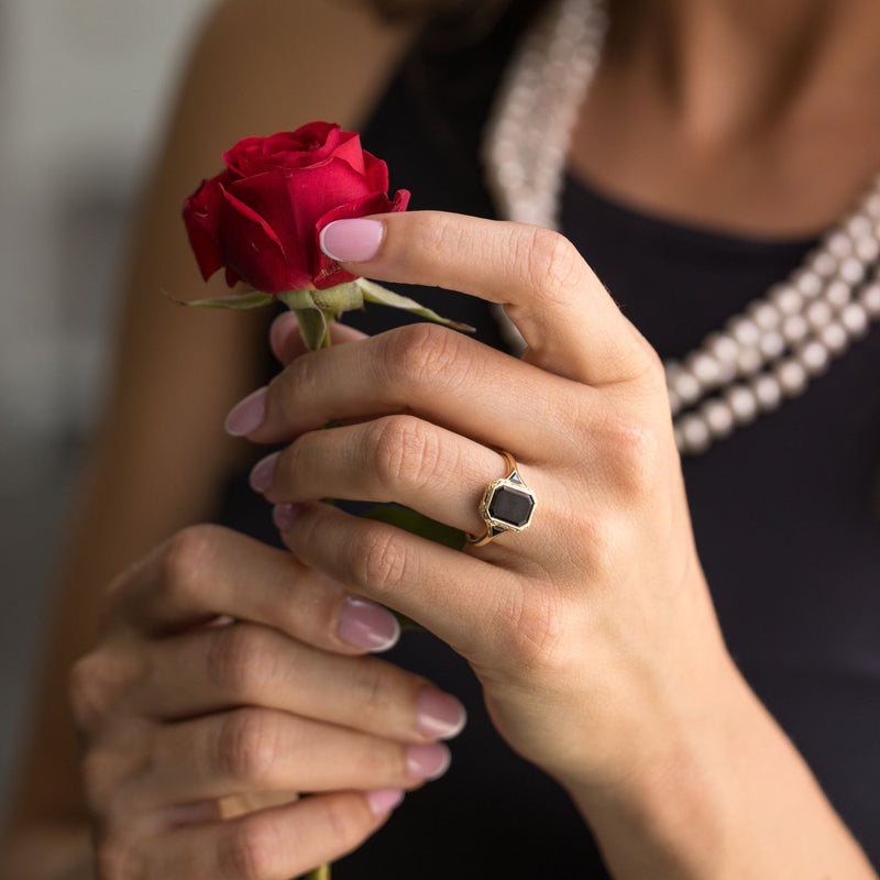 vintage-inspired-black-diamond-engagement-ring-black-spinel-accents-the-isolde-rustic-and-main