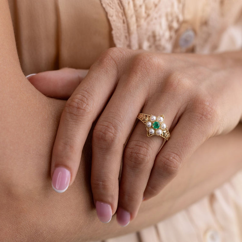 vintage-inspired-emerald-pearl-ring-the-isadora-rustic-and-main