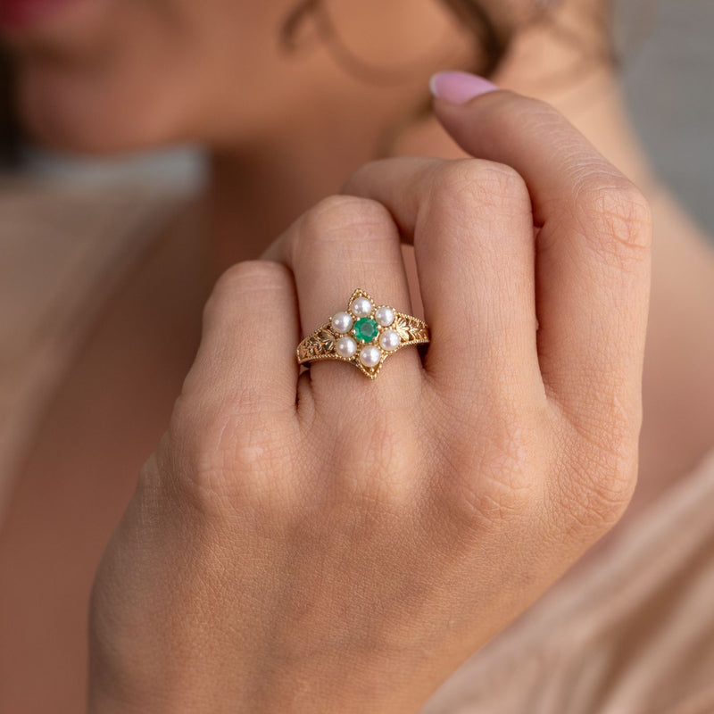 vintage-inspired-emerald-pearl-ring-the-isadora-rustic-and-main