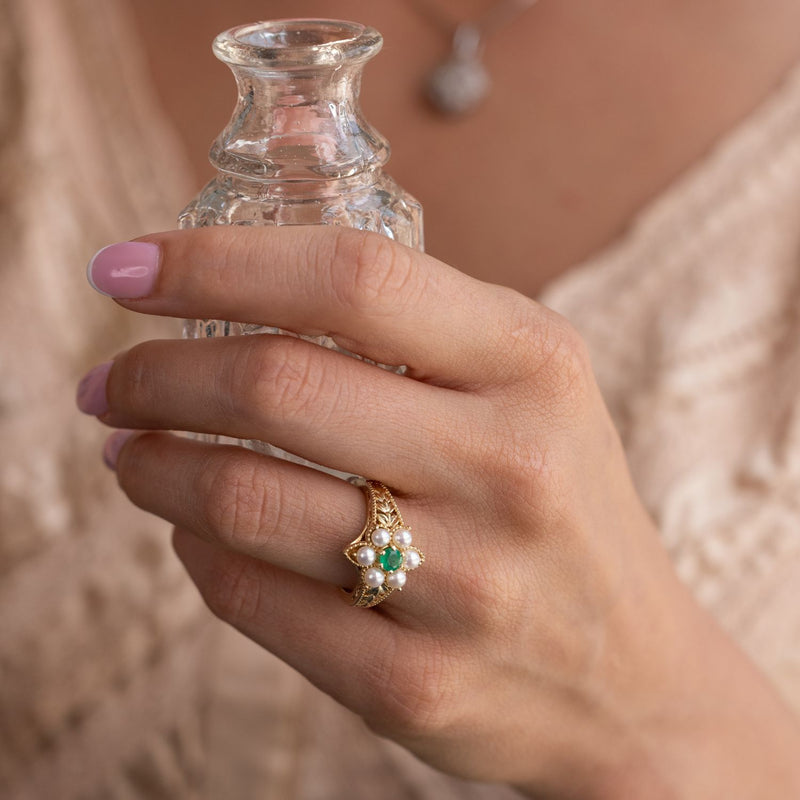 vintage-inspired-emerald-pearl-ring-the-isadora-rustic-and-main