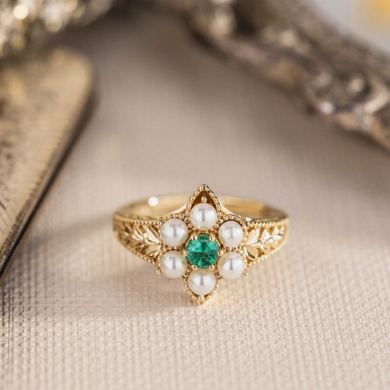 vintage-inspired-emerald-pearl-ring-the-isadora-rustic-and-main