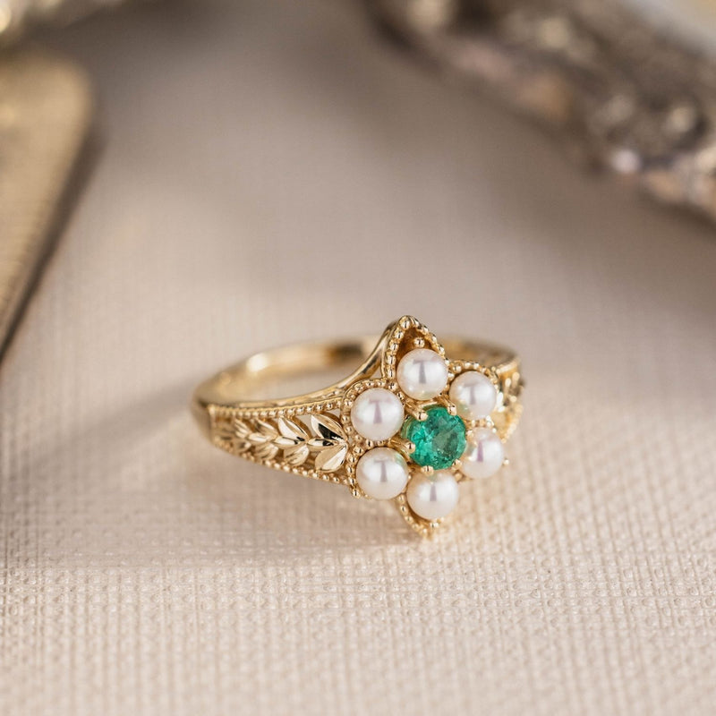 vintage-inspired-emerald-pearl-ring-the-isadora-rustic-and-main