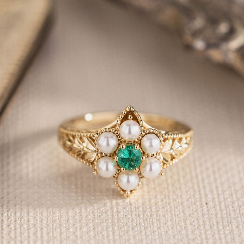 vintage-inspired-emerald-pearl-ring-the-isadora-rustic-and-main