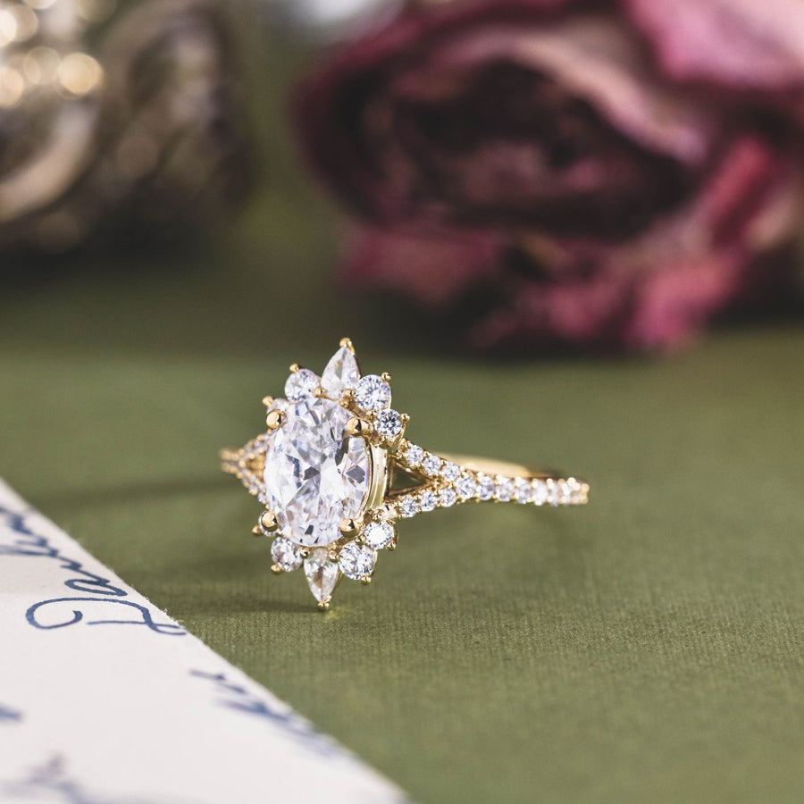 vintage-inspired-oval-diamond-engagement-ring-starburst-diamond-halo-pave-split-shank-setting-the-genevieve-rustic-and-main