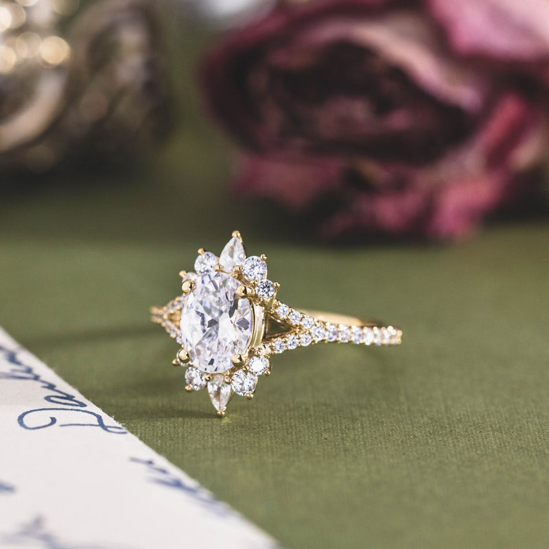 vintage-inspired-oval-diamond-engagement-ring-starburst-diamond-halo-pave-split-shank-setting-the-genevieve-rustic-and-main