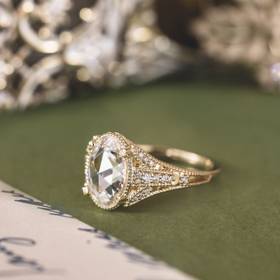 vintage-inspired-rose-cut-oval-diamond-engagement-ring-eiffel-tower-inspired-shank-diamond-milgrain-accents-the-amelie-rustic-and-main
