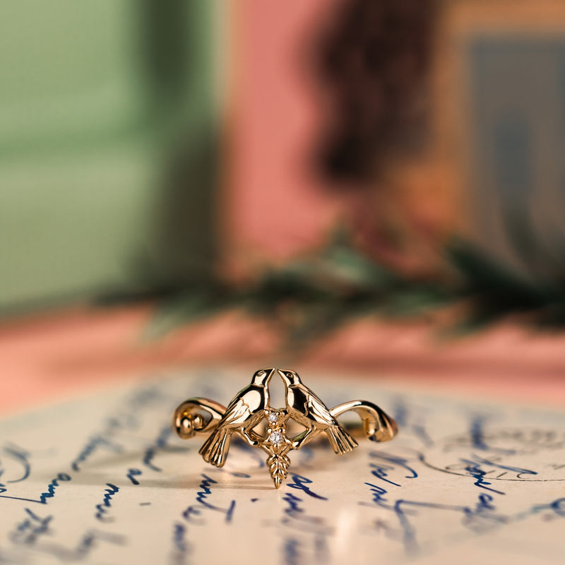 vintage-inspired-solid-gold-ring-love-birds-diamond-accents-the-darling-rustic-and-main