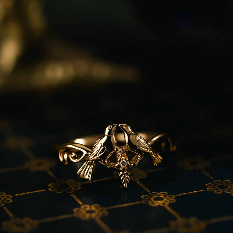 vintage-inspired-solid-gold-ring-love-birds-diamond-accents-the-darling-rustic-and-main