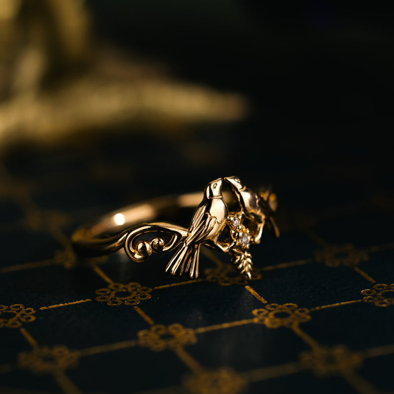 vintage-inspired-solid-gold-ring-love-birds-diamond-accents-the-darling-rustic-and-main